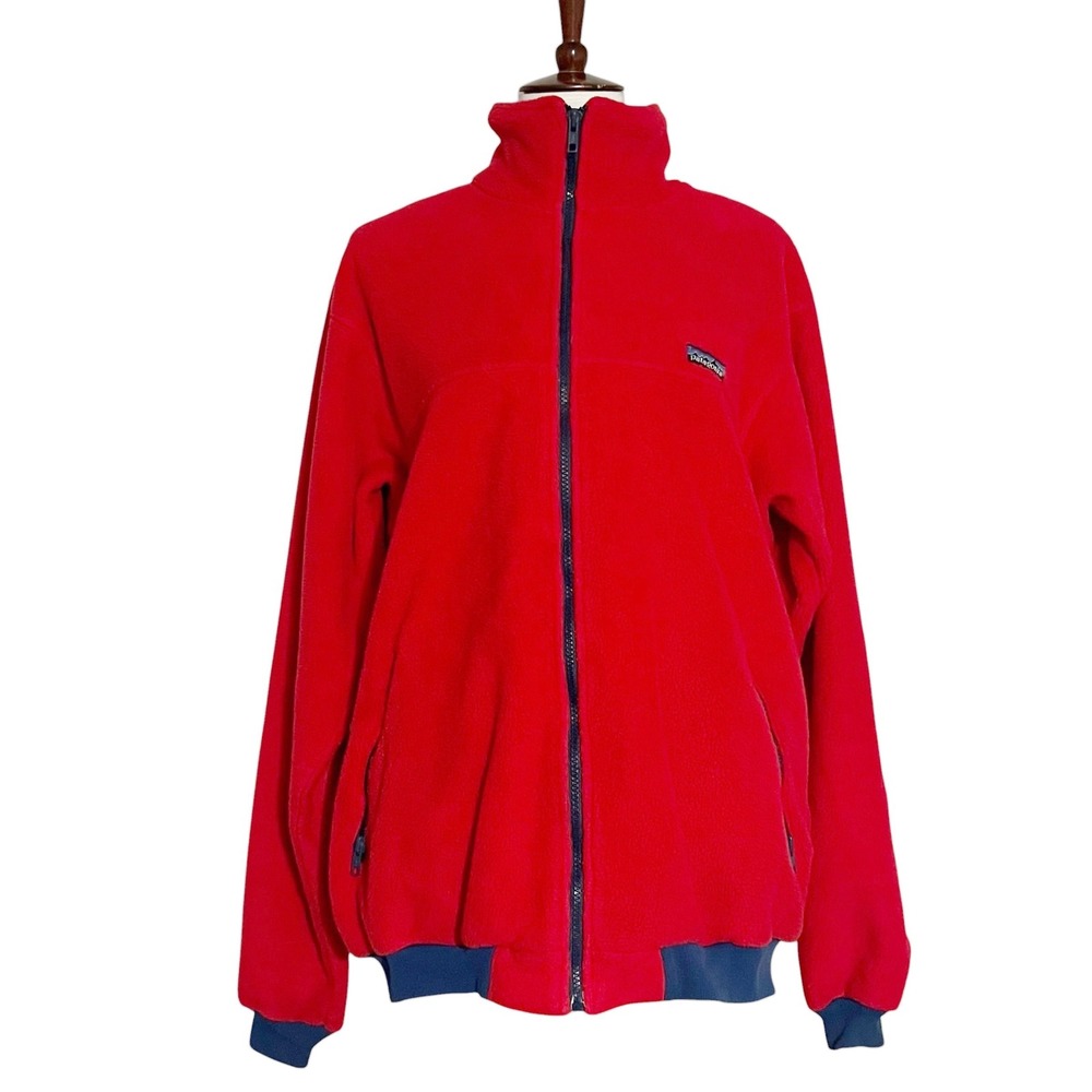 Patagonia Vintage 25011 Red Full Zip   Fleece Jacket Mens XL Made in USA